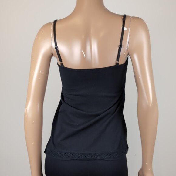 3/$20 Esprit Cami Tank Top Crochet Lace Trim Adjustable Strap Stretch Cotton - Picture 6 of 10